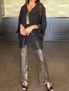 V-neck Sequin Suit Chiffon Top Two-piece Set