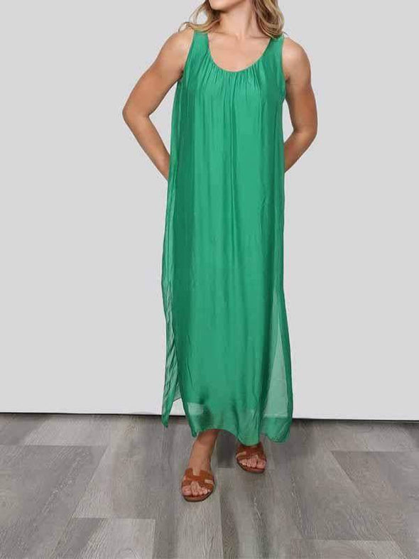 Women's Round Neck Sleeveless Chiffon Dress