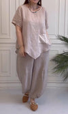 Women's Comfortable Cotton And Linen Top And Pants Two-Piece Set