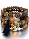 Boho Style Multi-layered Wooden Beaded Bracelet