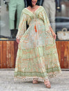 Women's casual holiday bohemian printed fringed A-hem dress