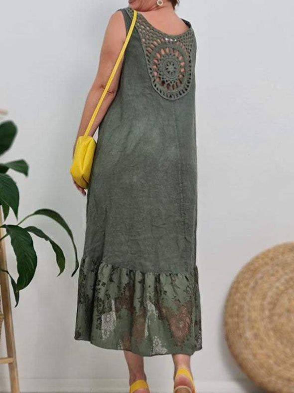 Summer vest cotton and linen patchwork dress