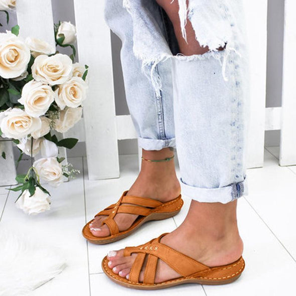 Casual Slope Heel Over Toe Sandals