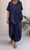 Women's Comfortable Cotton And Linen Top And Pants Two-Piece Set