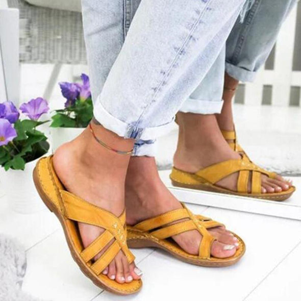 Casual Slope Heel Over Toe Sandals