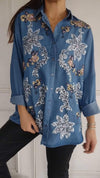 Women's Lapel Sequin Printed Shirt