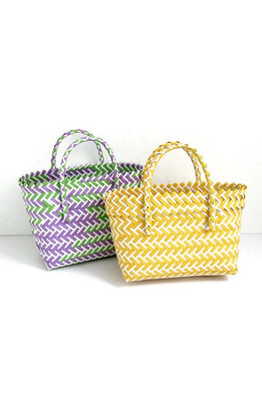 Candy color woven tote bag plastic woven beach bag