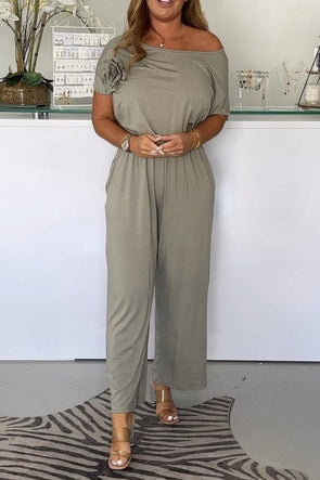 Solid color casual jumpsuit