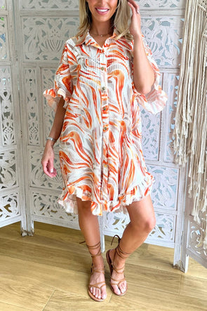 Casual printed shirt dress