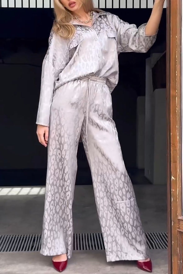 Women's Elegant Satin Print Suit