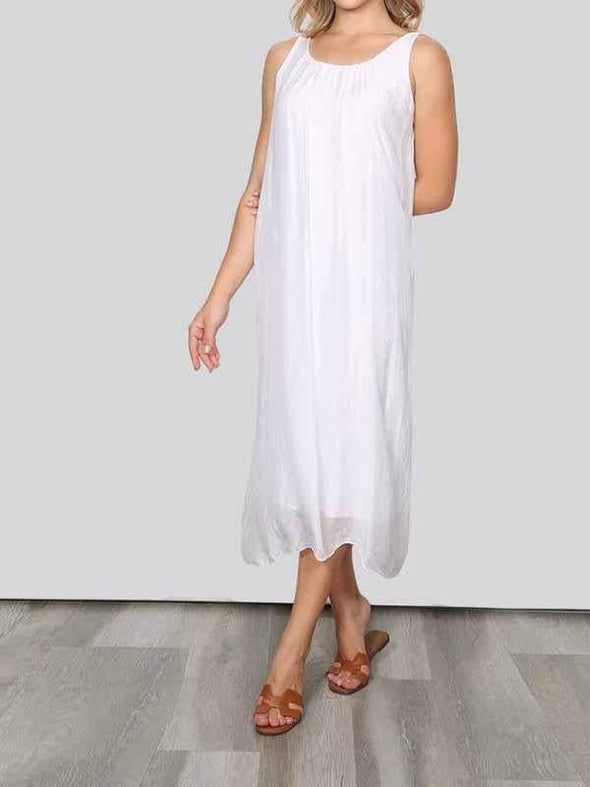 Women's Round Neck Sleeveless Chiffon Dress