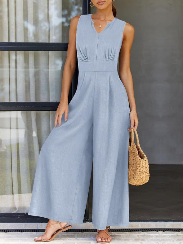 Casual V-neck Sleeveless Jumpsuit