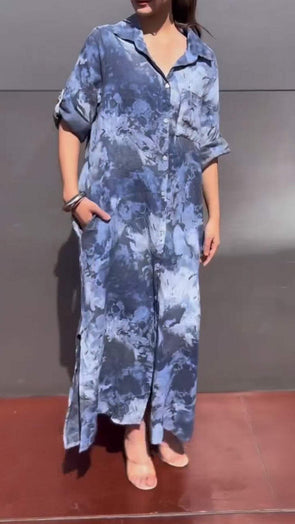 Casual Tie Dye Shirt Long Skirt