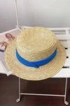 Flat top woven straw hat