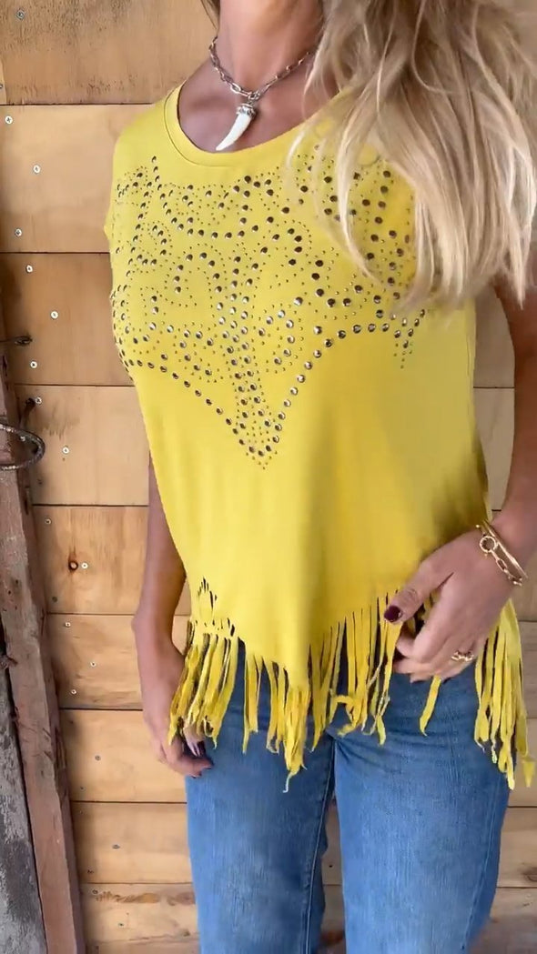 Women's Round Neck Fringe Top