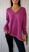 Knitted V-neck Long-sleeved Casual Top