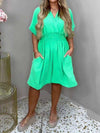 Women's V-neck Solid Color Short-sleeved Jumpsuit