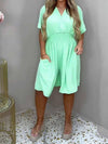 Women's V-neck Solid Color Short-sleeved Jumpsuit