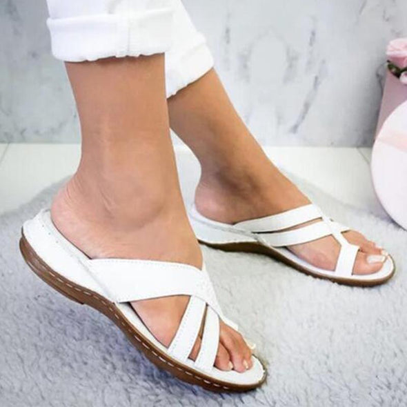 Casual Slope Heel Over Toe Sandals