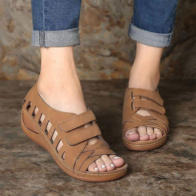 Hollow Velcro Wedge Sandals
