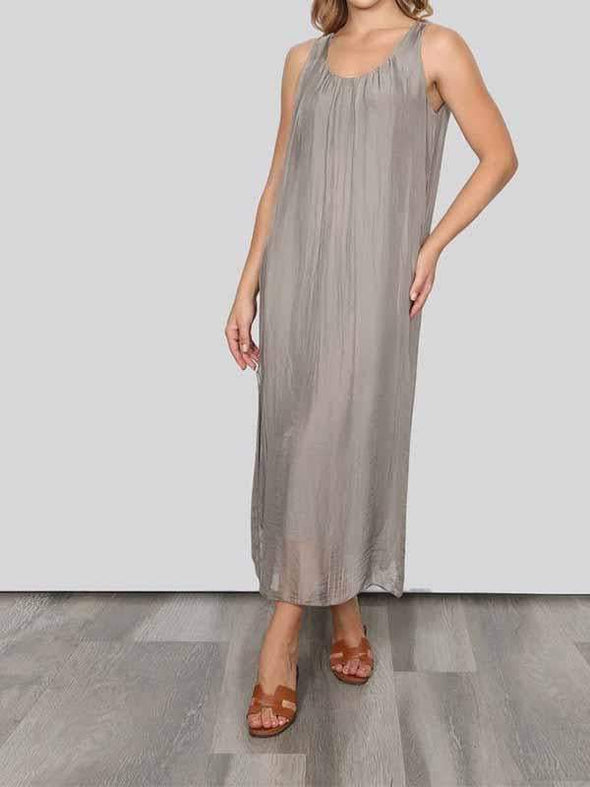 Women's Round Neck Sleeveless Chiffon Dress