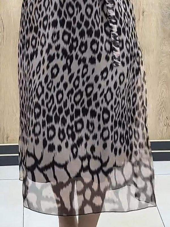 leopard print chiffon dress