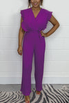 Tie Waist Pleated Leg Jumpsuit