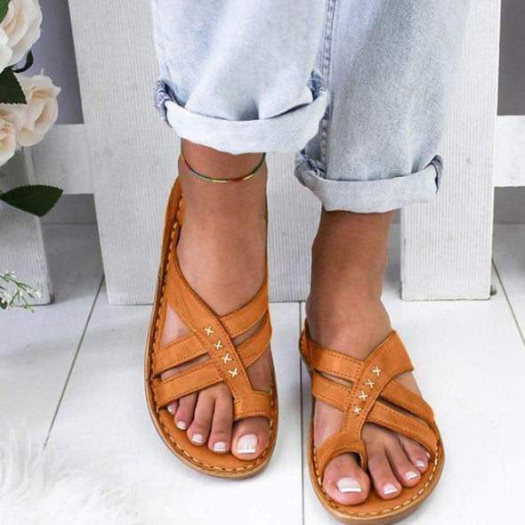 Casual Slope Heel Over Toe Sandals