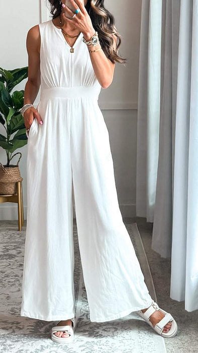 Casual V-neck Sleeveless Jumpsuit