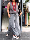 Casual Round Neck Sleeveless Cotton and Linen Suit