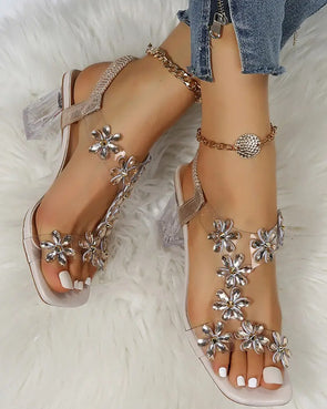 women's summer strappy sandals rhinestone high heels