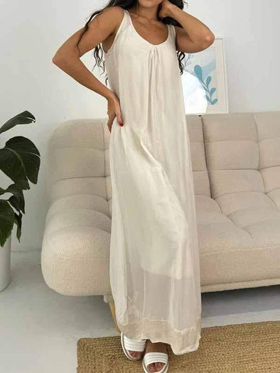 Women's Round Neck Sleeveless Chiffon Dress