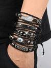 Eyes stars punk leather braided bracelet set