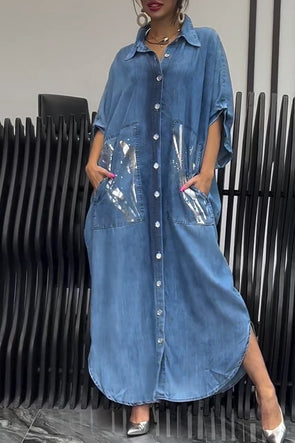 Women's denim hot silver shirt dress