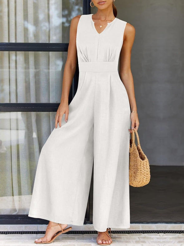 Casual V-neck Sleeveless Jumpsuit