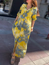 Casual Lapel Printed Long Dress