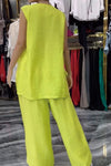 Solid color shaped hem sleeveless top suit