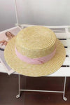 Flat top woven straw hat