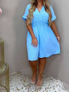 Women's V-neck Solid Color Short-sleeved Jumpsuit