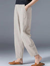 Women's Slacks Baggy Cropped  Ankle-Length Linen Pocket Elastic Mid Waist Pants