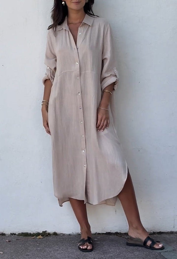 Lapel Single-breasted Loose Dress