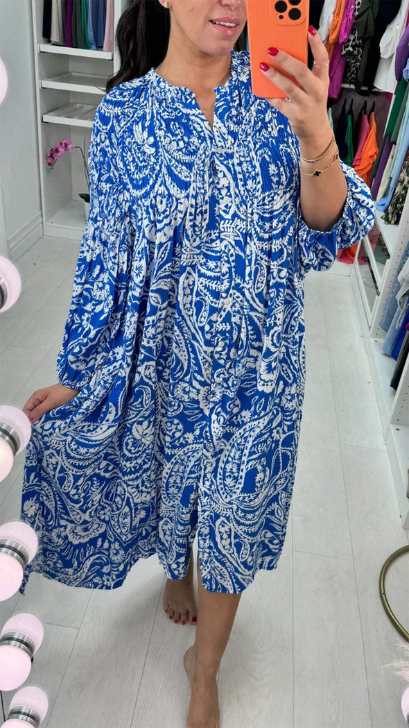 Casual V-neck Printed Dress