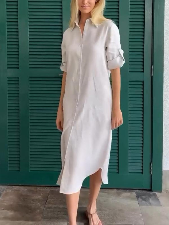 Stylish Plain Button-down Long Shirt