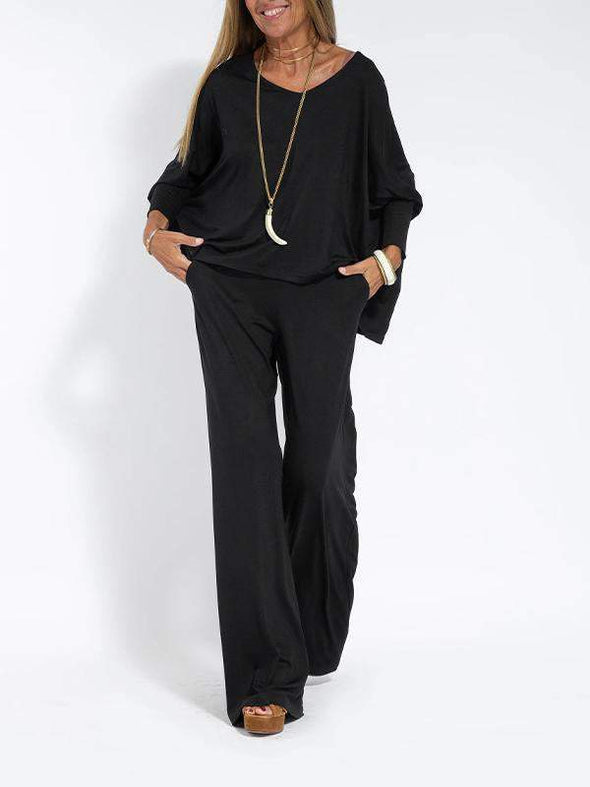 Women's Casual Long Sleeve Round Neck Suit